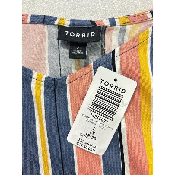 Torrid Plus Size 2 (18/20) & 4 Multicolor Stripe Stretch Rayon Cami $39.50 NWT - Picture 7 of 9